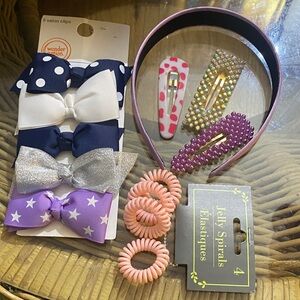 Colorful Kids Hair Accessory Set with Bows and Clips